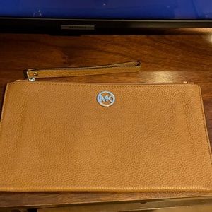 Michael Kors wristlet camel leather